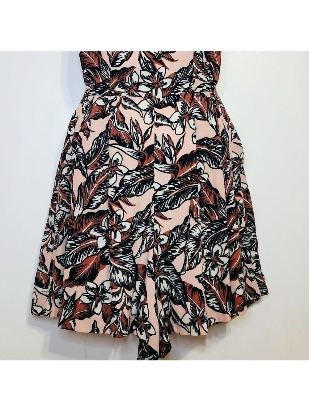 Zara Woman Peach Black Floral Print Romper X Small - Picture 4 of 12